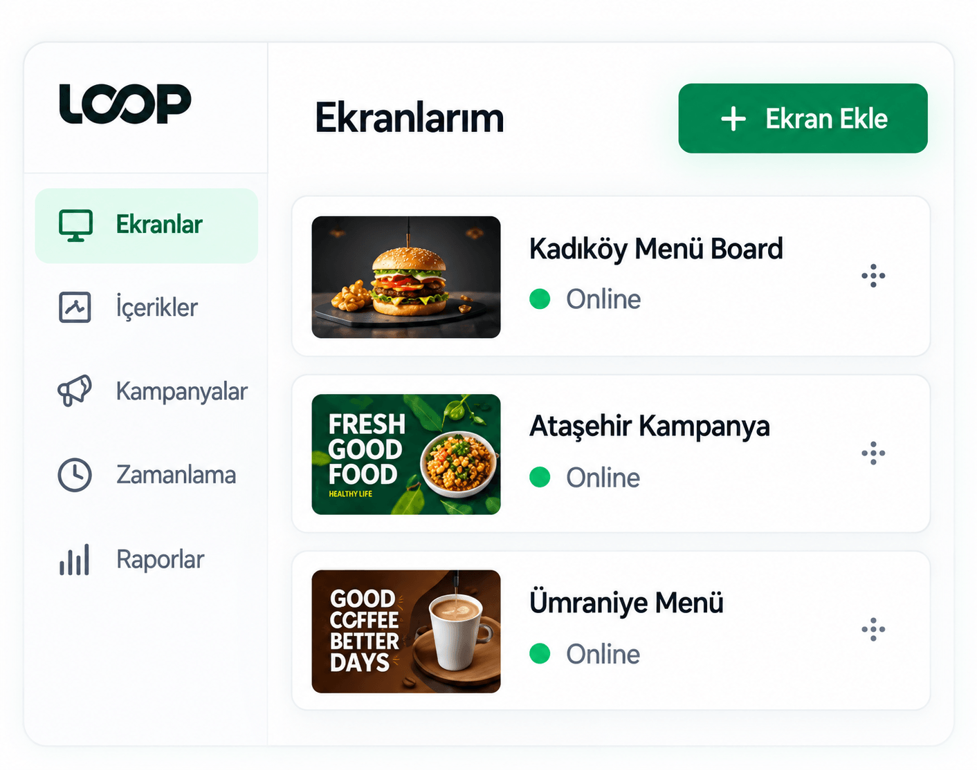 Loop Digital Screens merkezi ekran yönetimi